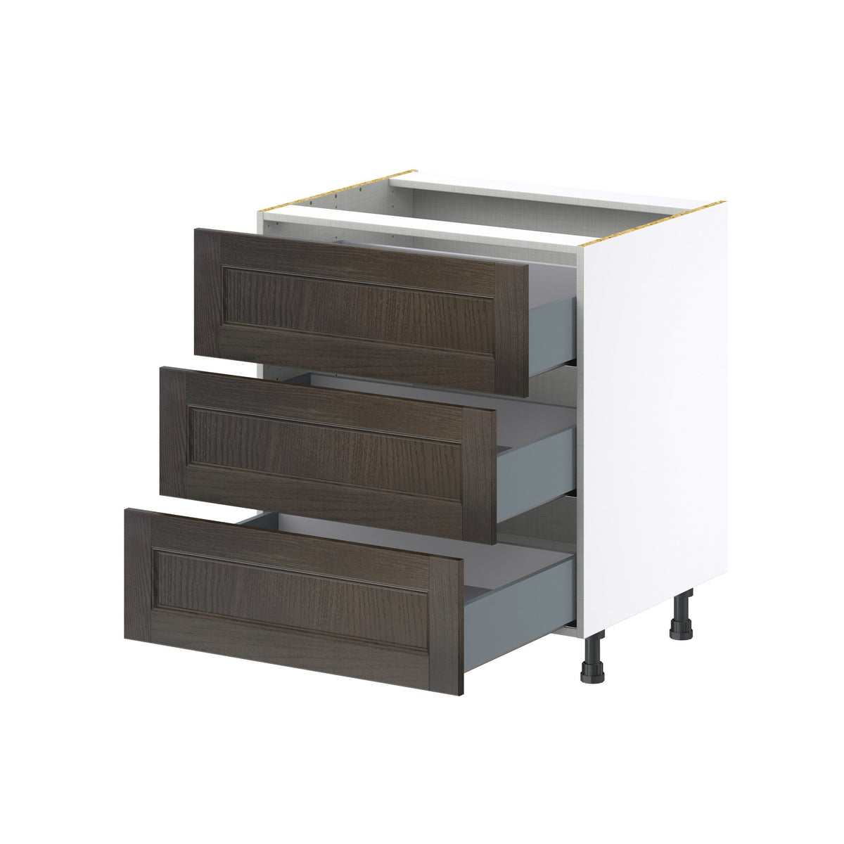 Hugo&Borg Montclaire 30-in W x 34.5-in H x 24-in D Wood 3-Drawer Base Fully Assembled Cabinet (Recessed Panel Style)