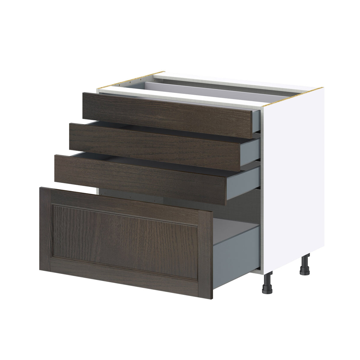 Hugo&Borg Montclaire 36-in W x 34.5-in H x 24-in D Wood 4-Drawer Base Fully Assembled Cabinet (Recessed Panel Style)