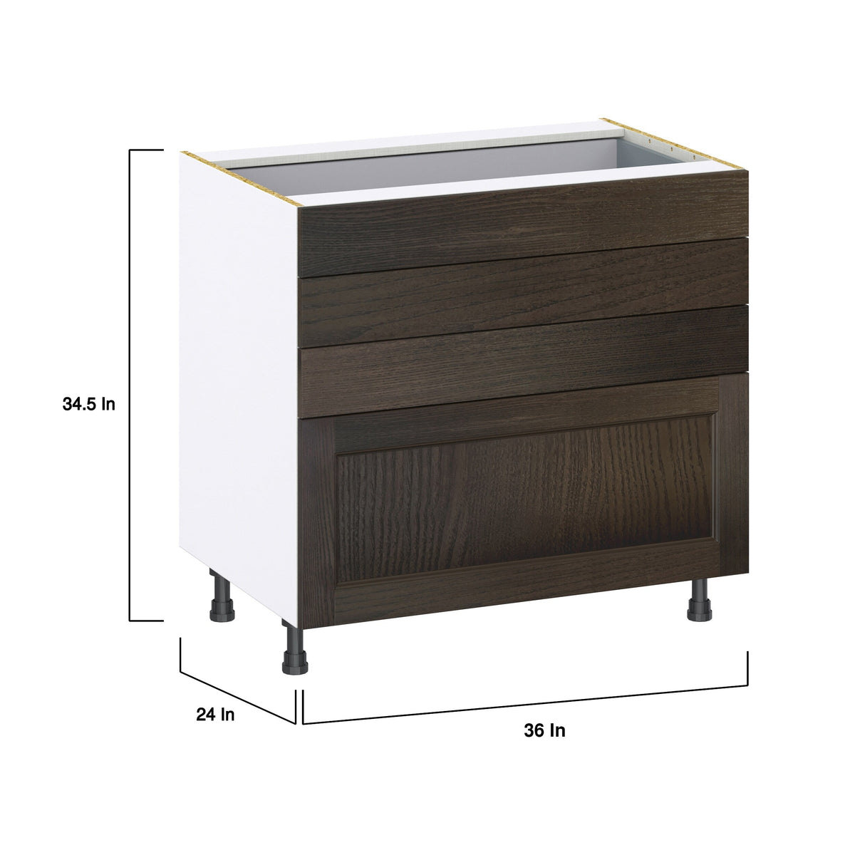 Hugo&Borg Montclaire 36-in W x 34.5-in H x 24-in D Wood 4-Drawer Base Fully Assembled Cabinet (Recessed Panel Style)