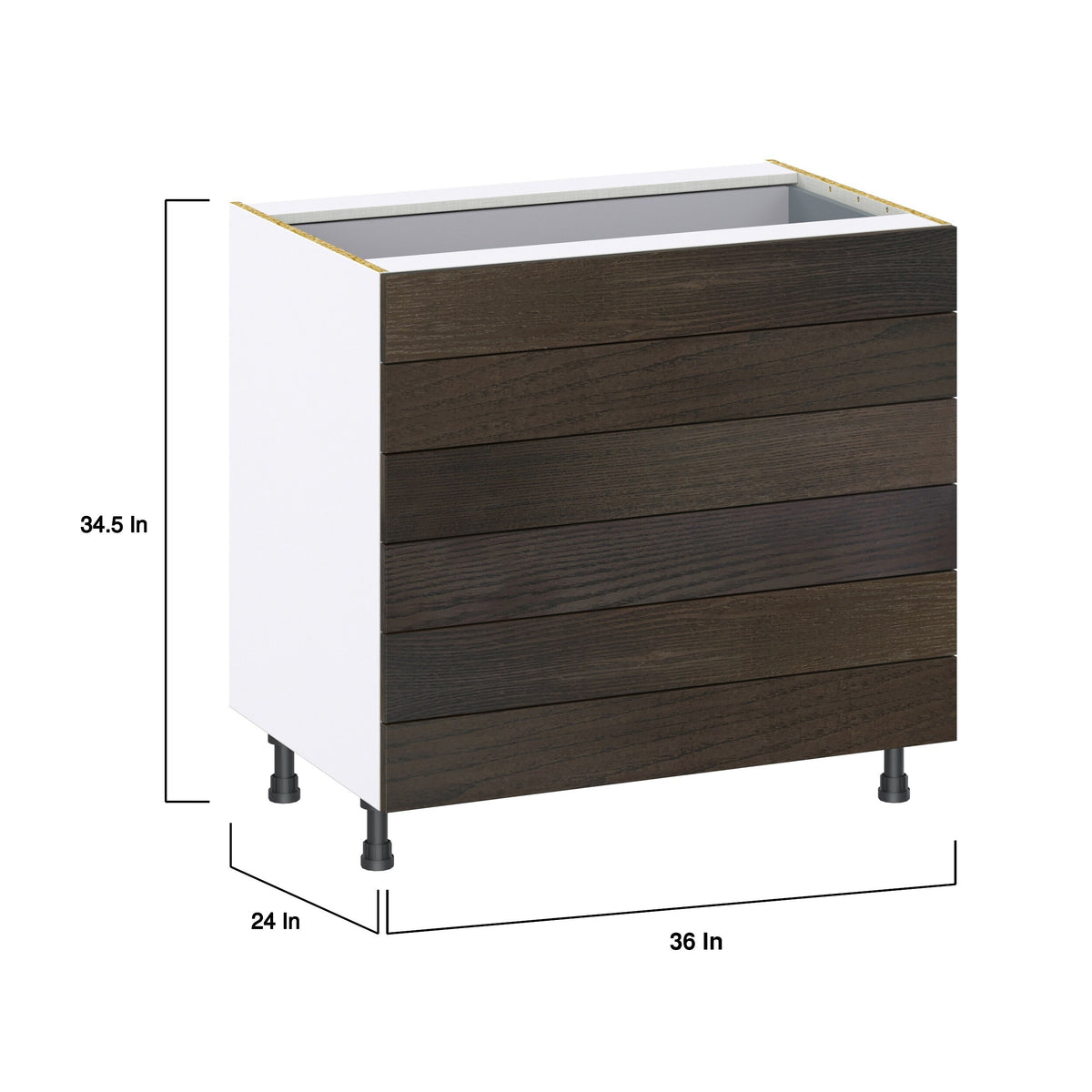 Hugo&Borg Montclaire 36-in W x 34.5-in H x 24-in D Wood 6-Drawer Base Fully Assembled Cabinet (Recessed Panel Style)
