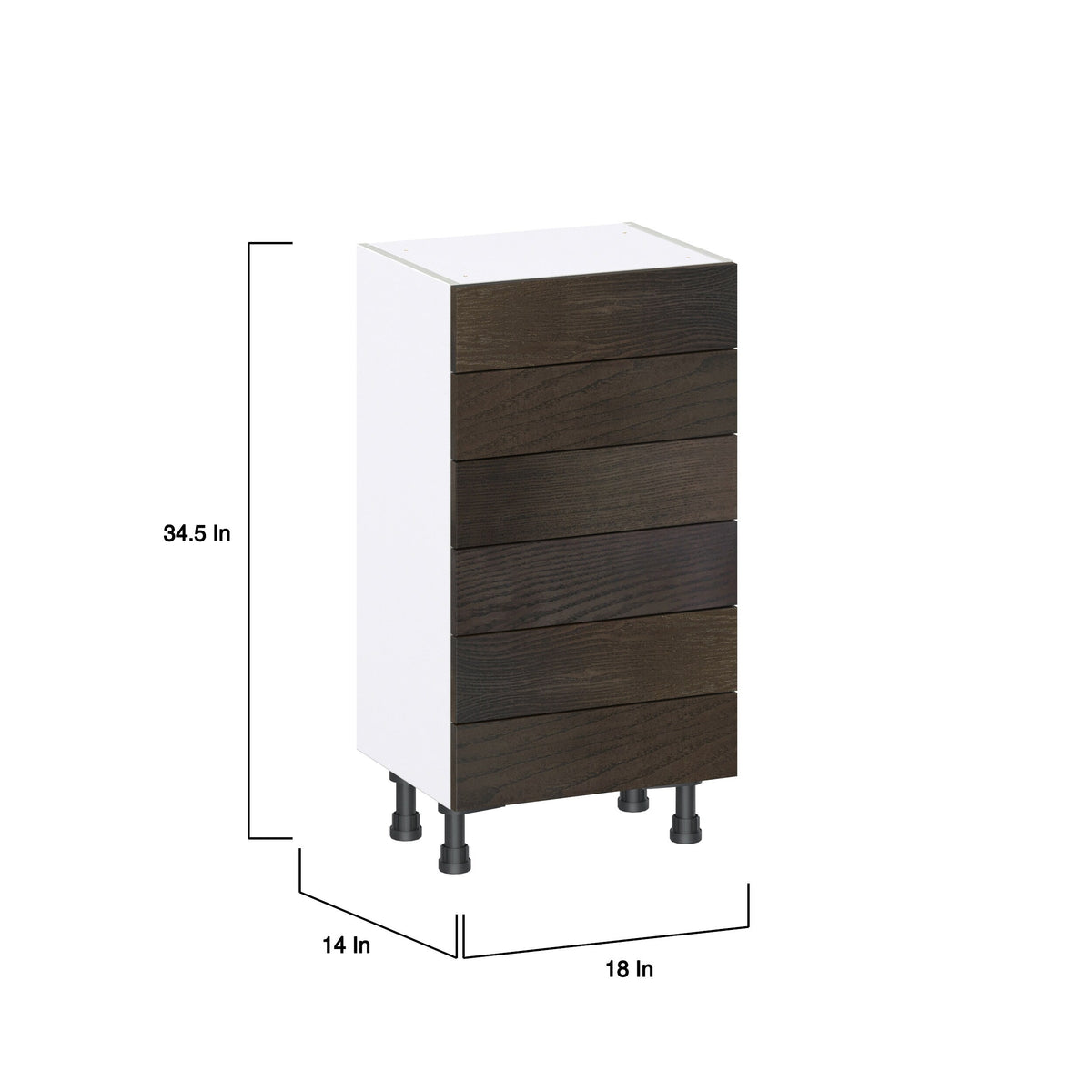 Hugo&Borg Montclaire 18-in W x 34.5-in H x 14-in D Wood 6-Drawer Base Fully Assembled Cabinet (Recessed Panel Style)