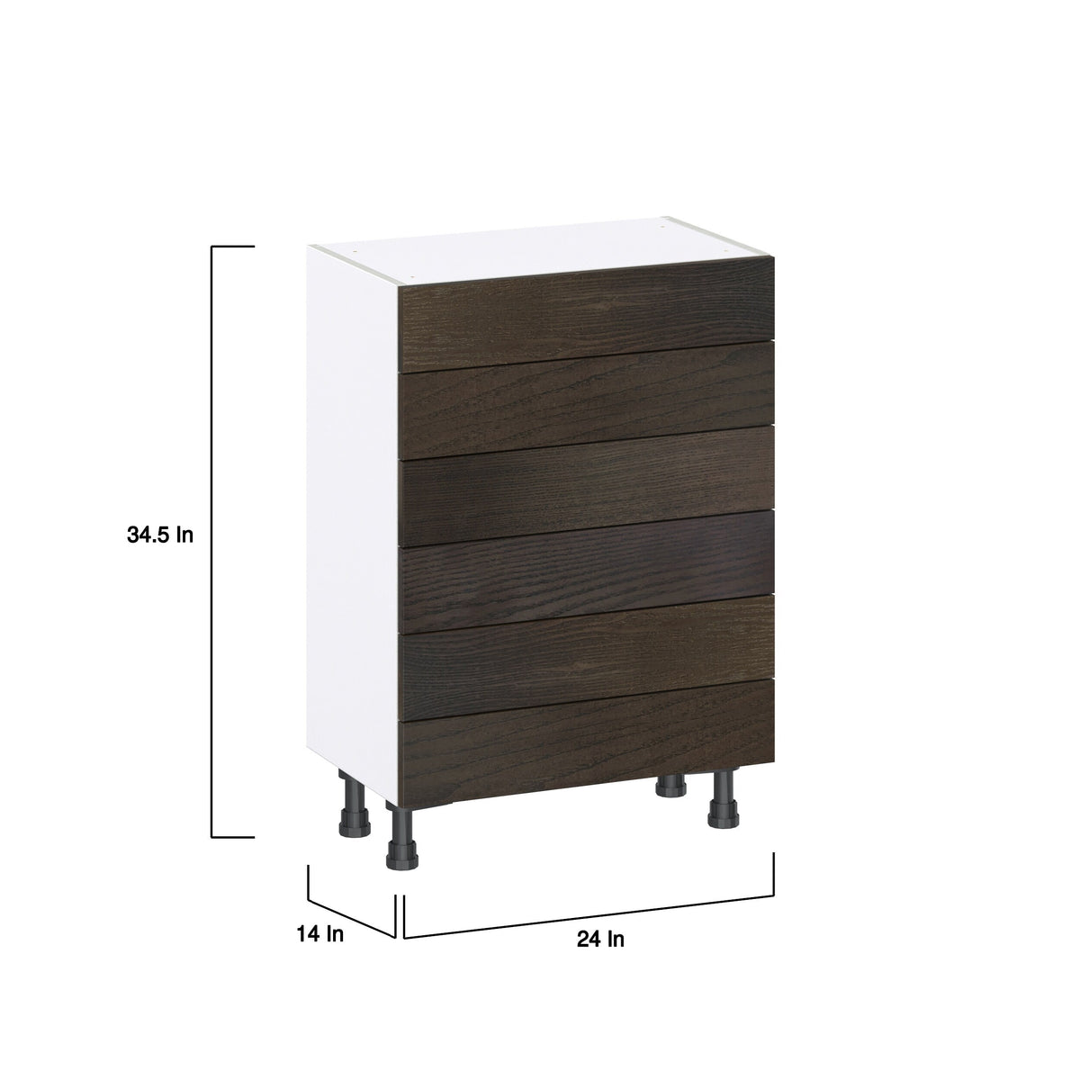 Hugo&Borg Montclaire 24-in W x 34.5-in H x 14-in D Wood 6-Drawer Base Fully Assembled Cabinet (Recessed Panel Style)