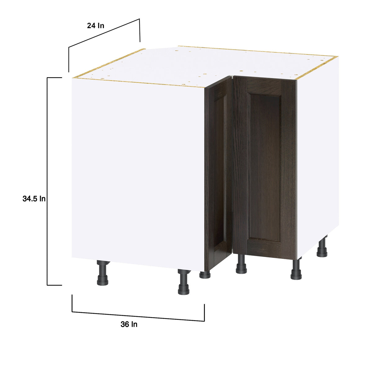 Hugo&Borg Montclaire 36-in W x 34.5-in H x 36-in D Wood L-shaped Corner Base Fully Assembled Cabinet (Recessed Panel Shaker Style)