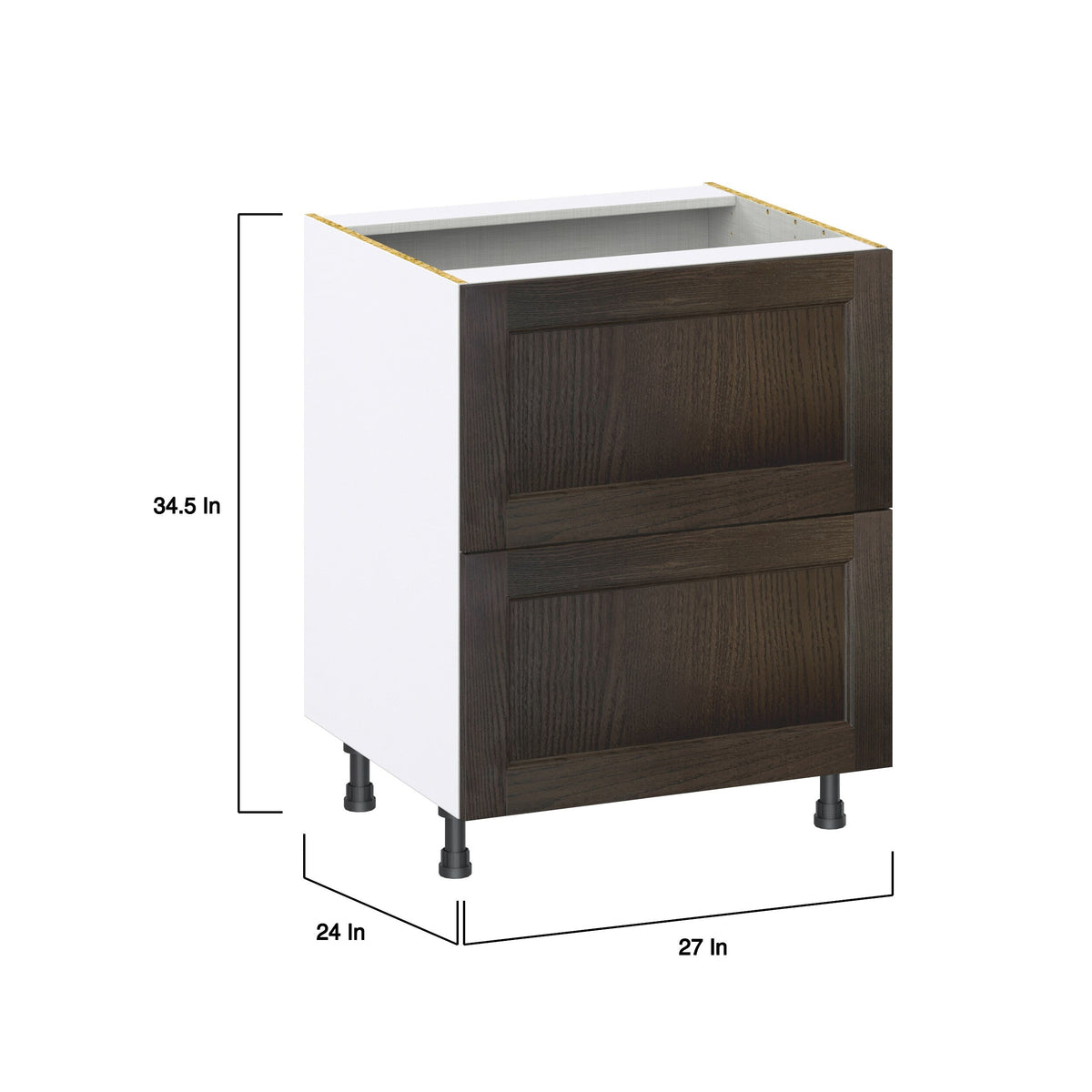 Hugo&Borg Montclaire 27-in W x 34.5-in H x 24-in D Wood 2-Drawer Base Fully Assembled Cabinet (Recessed Panel Style)
