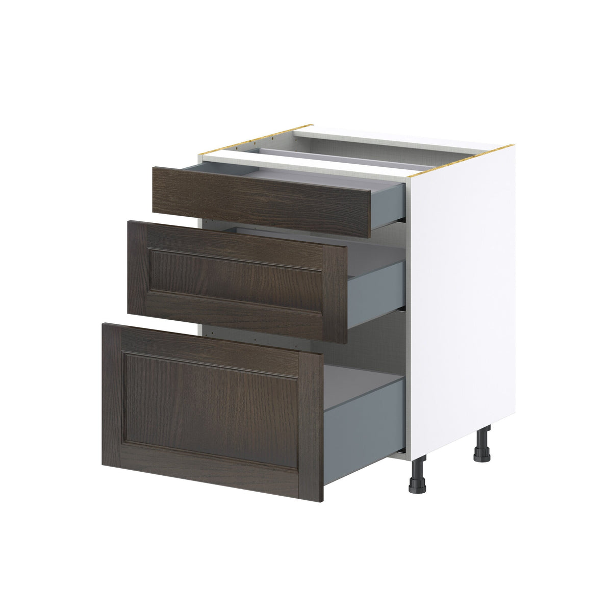 Hugo&Borg Montclaire 27-in W x 34.5-in H x 24-in D Wood 3-Drawer Base Fully Assembled Cabinet (Recessed Panel Style)
