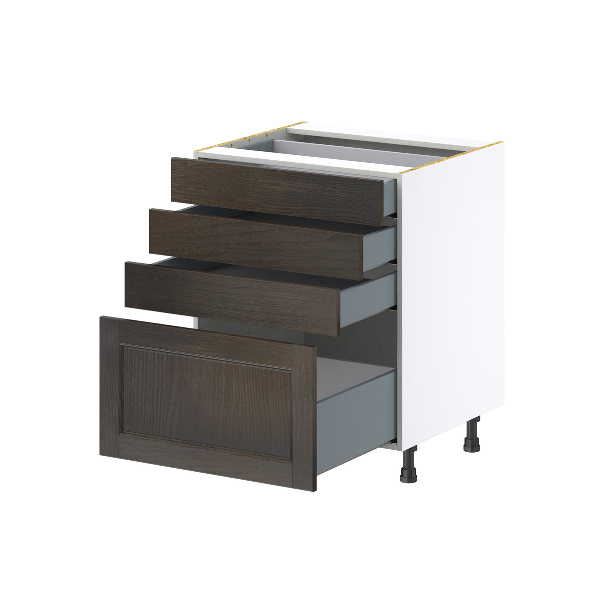 Hugo&Borg Montclaire 27-in W x 34.5-in H x 24-in D Wood 4-Drawer Base Fully Assembled Cabinet (Recessed Panel Style)