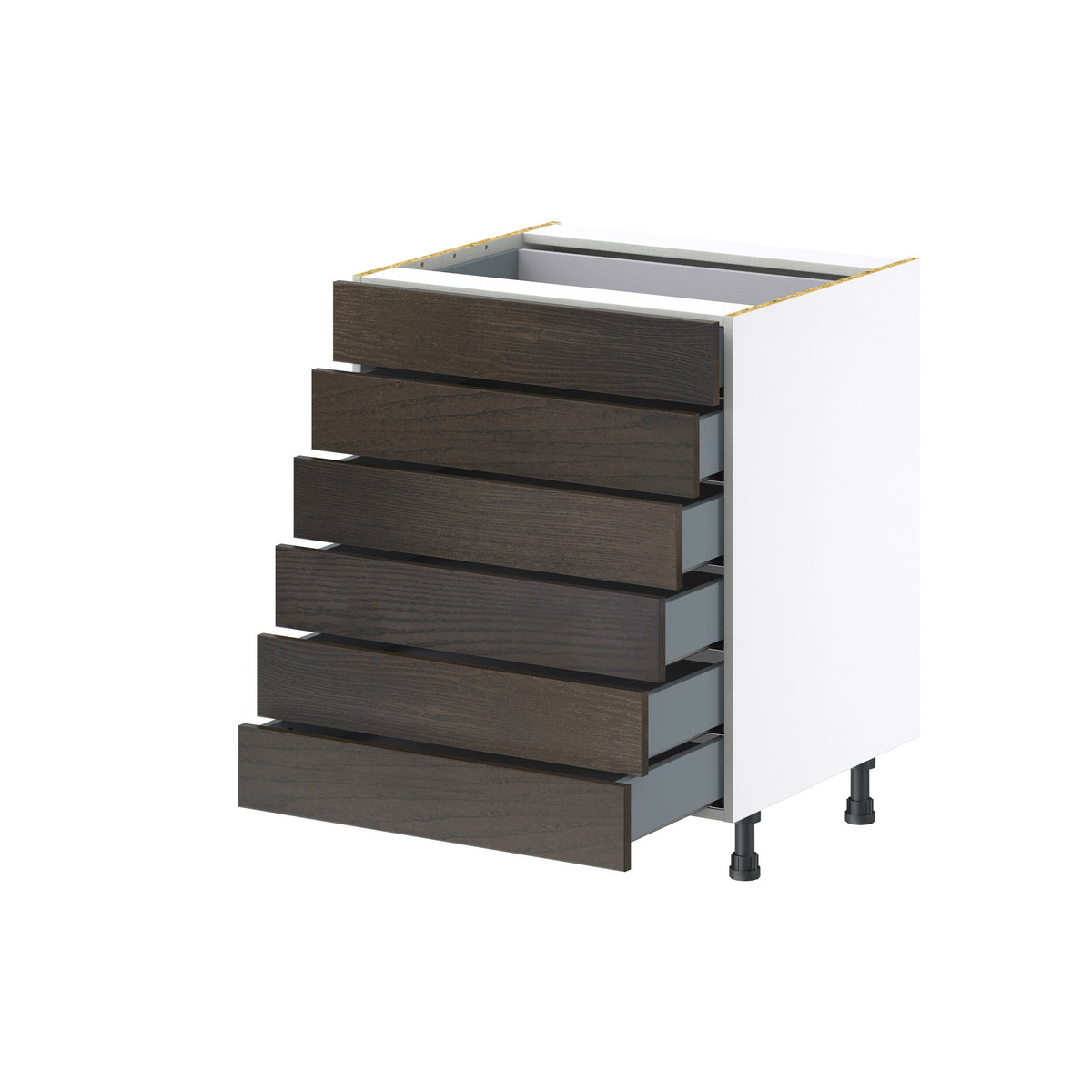 Hugo&Borg Montclaire 27-in W x 34.5-in H x 24-in D Wood 6-Drawer Base Fully Assembled Cabinet (Recessed Panel Style)