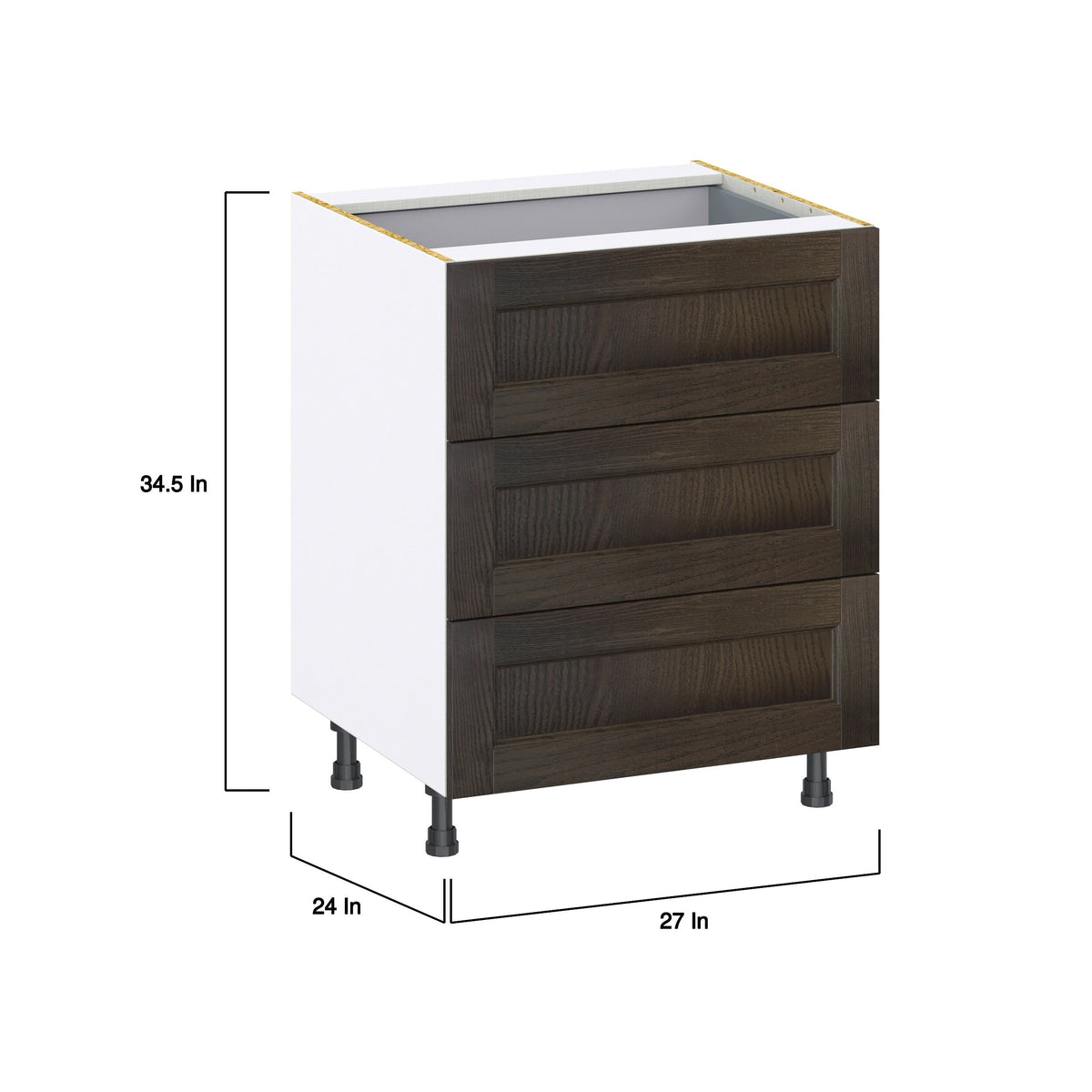 Hugo&Borg Montclaire 27-in W x 34.5-in H x 24-in D Wood 4-Drawer Base Fully Assembled Cabinet (Recessed Panel Style)