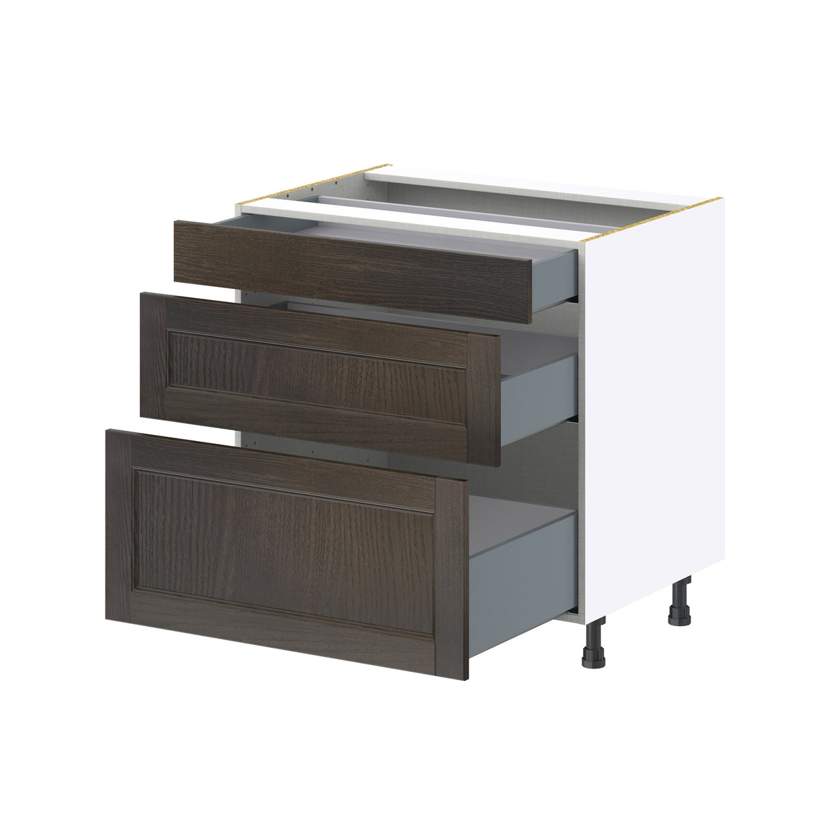 Hugo&Borg Montclaire 33-in W x 34.5-in H x 24-in D Wood 3-Drawer Base Fully Assembled Cabinet (Recessed Panel Style)