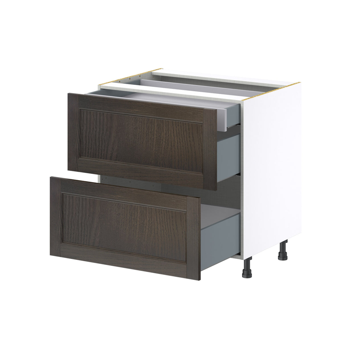 Hugo&Borg Montclaire 33-in W x 34.5-in H x 24-in D Wood 3-Drawer Base Fully Assembled Cabinet (Recessed Panel Style)