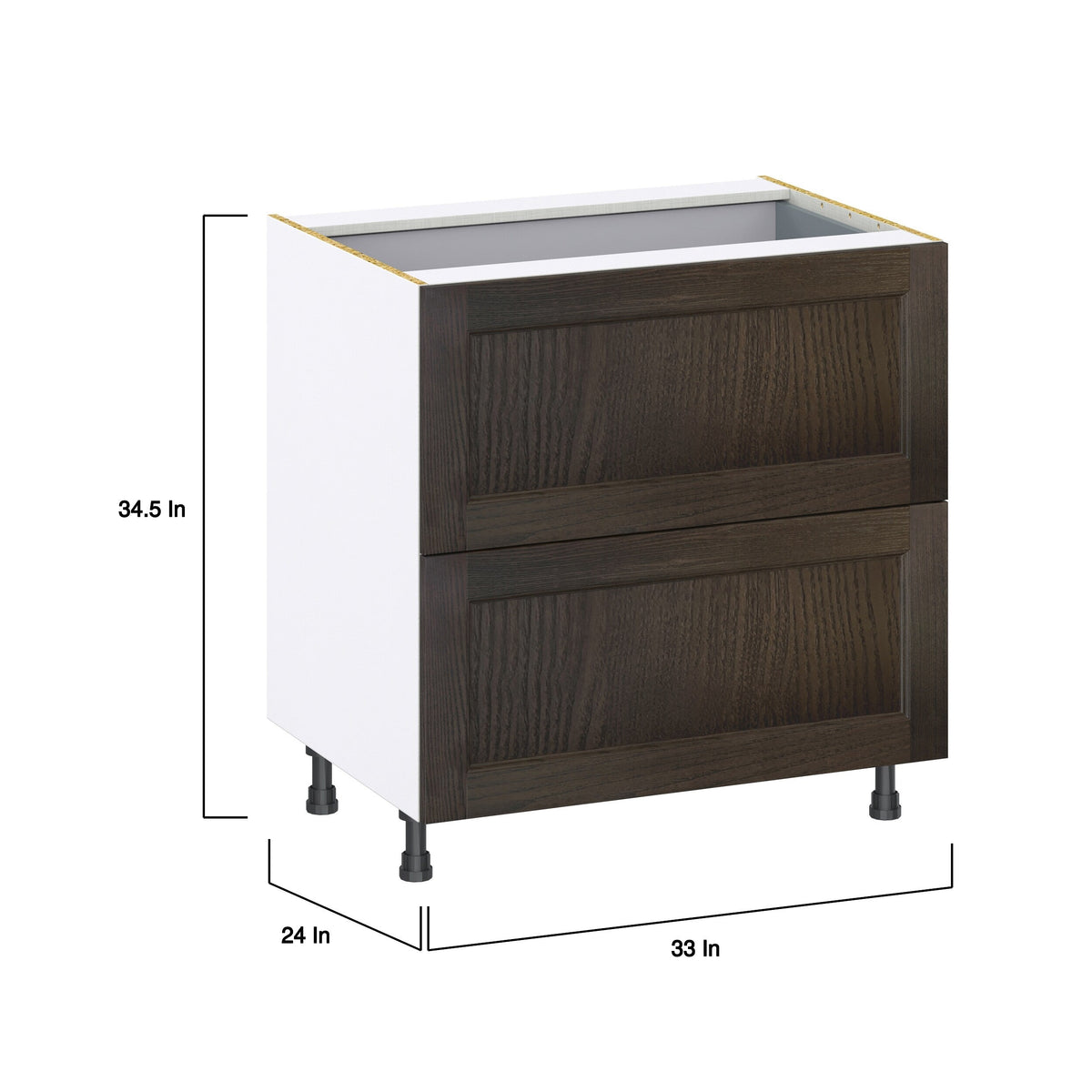Hugo&Borg Montclaire 33-in W x 34.5-in H x 24-in D Wood 3-Drawer Base Fully Assembled Cabinet (Recessed Panel Style)