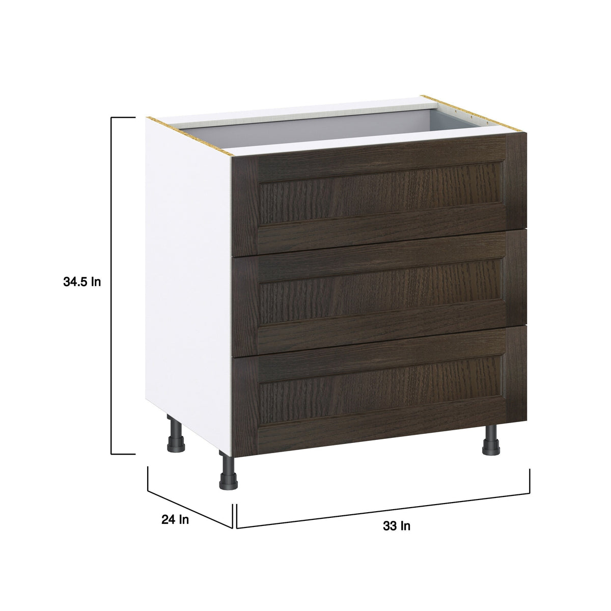Hugo&Borg Montclaire 33-in W x 34.5-in H x 24-in D Wood 4-Drawer Base Fully Assembled Cabinet (Recessed Panel Style)