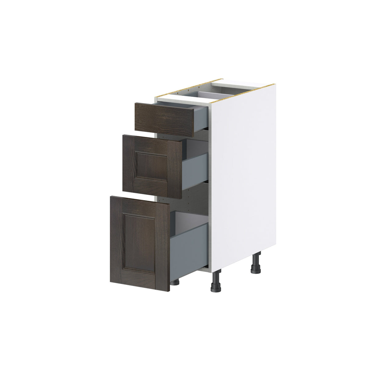 Hugo&Borg Montclaire 12-in W x 34.5-in H x 24-in D Wood 3-Drawer Base Fully Assembled Cabinet (Recessed Panel Style)
