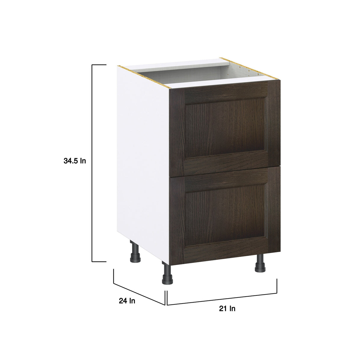 Hugo&Borg Montclaire 21-in W x 34.5-in H x 24-in D Wood 2-Drawer Base Fully Assembled Cabinet (Recessed Panel Style)