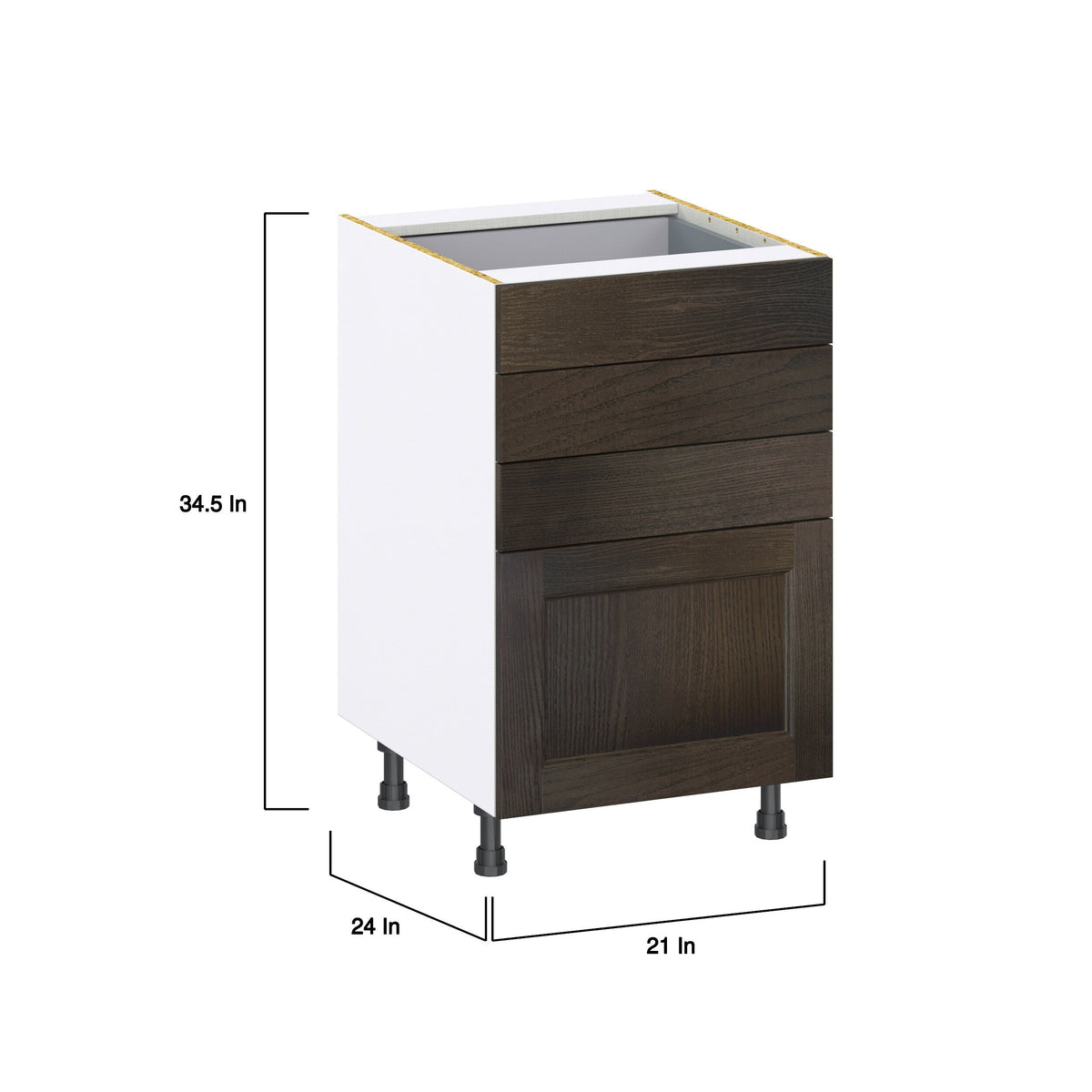 Hugo&Borg Montclaire 21-in W x 34.5-in H x 24-in D Wood 4-Drawer Base Fully Assembled Cabinet (Recessed Panel Style)