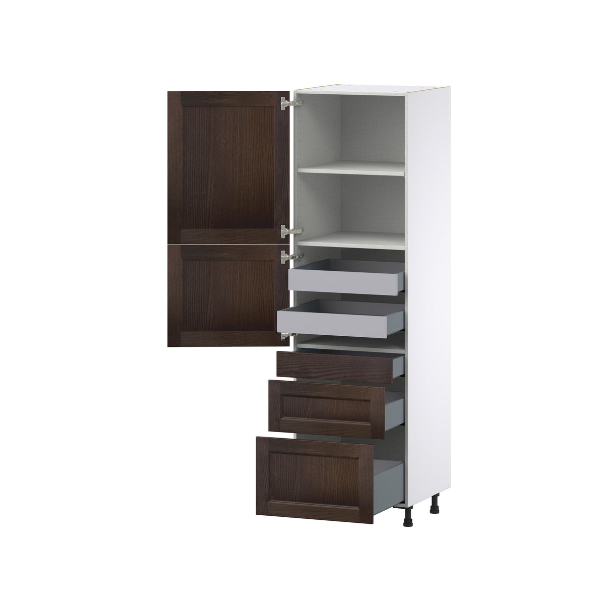 Hugo&Borg Montclaire 24-in W x 84.5-in H x 24-in D Wood 5-Drawer Pantry Fully Assembled Cabinet (Recessed Panel Shaker Style)