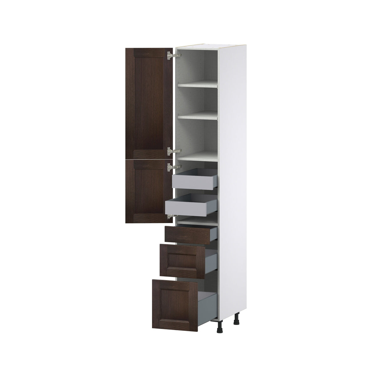 Hugo&Borg Montclaire 15-in W x 89.5-in H x 24-in D Wood 5-Drawer Pantry Fully Assembled Cabinet (Recessed Panel Shaker Style)