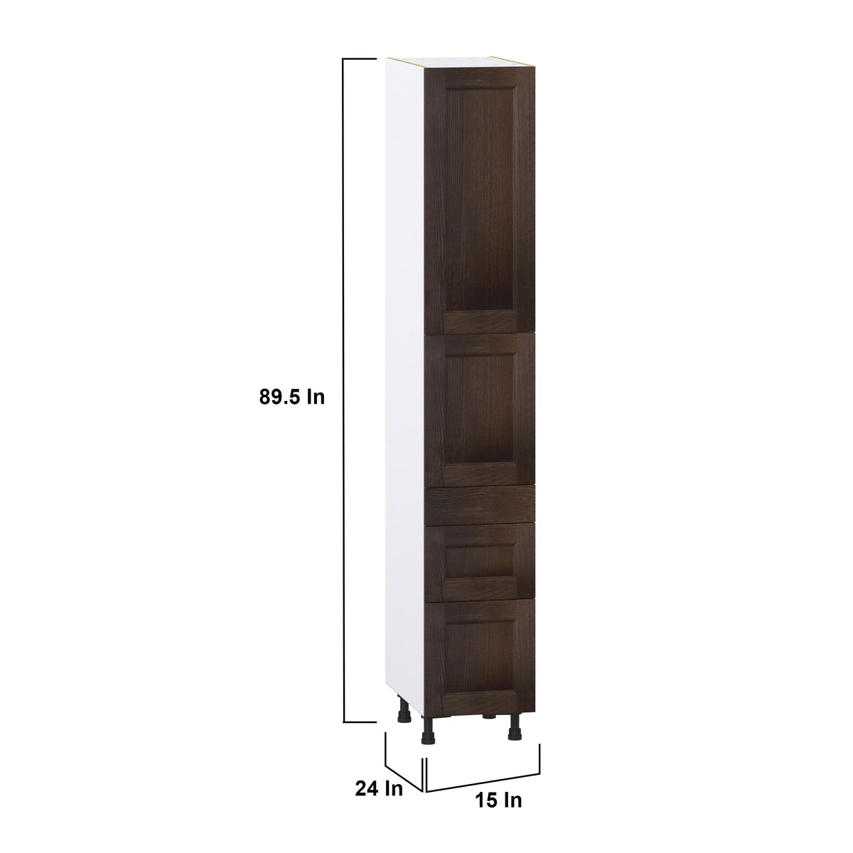 Hugo&Borg Montclaire 15-in W x 89.5-in H x 24-in D Wood 5-Drawer Pantry Fully Assembled Cabinet (Recessed Panel Shaker Style)