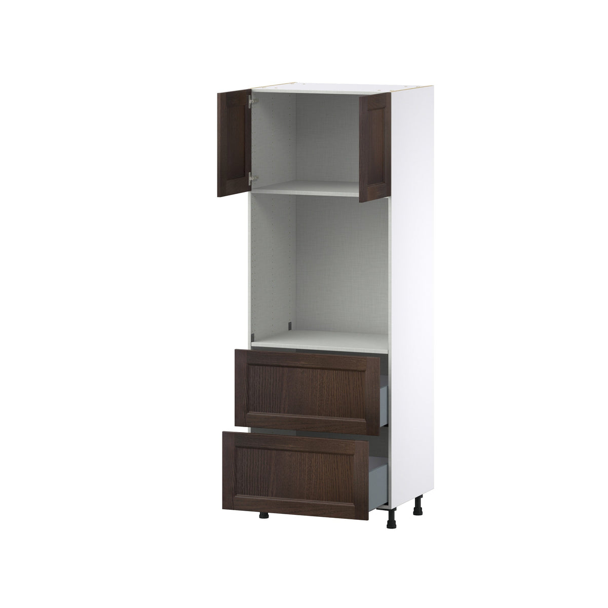 Hugo&Borg Montclaire 30-in W x 84.5-in H x 24-in D Wood 2-Drawers Single or Double Oven Pantry Fully Assembled Cabinet (Recessed Panel Shaker Style)