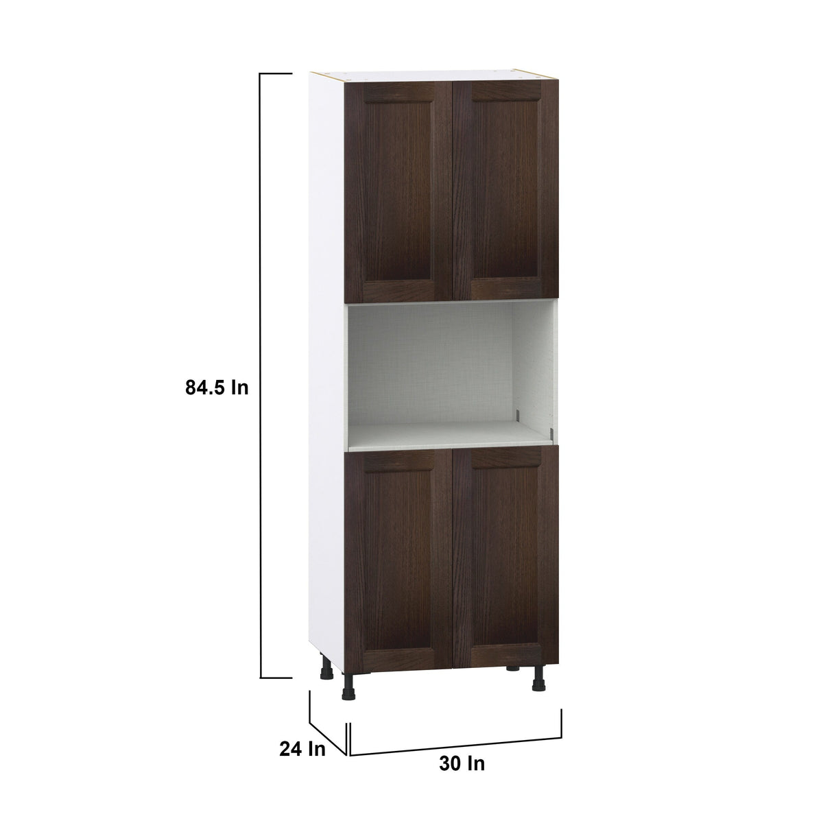 Hugo&Borg Montclaire 30-in W x 84.5-in H x 24-in D Wood Microwave Pantry Fully Assembled Cabinet (Recessed Panel Shaker Style)