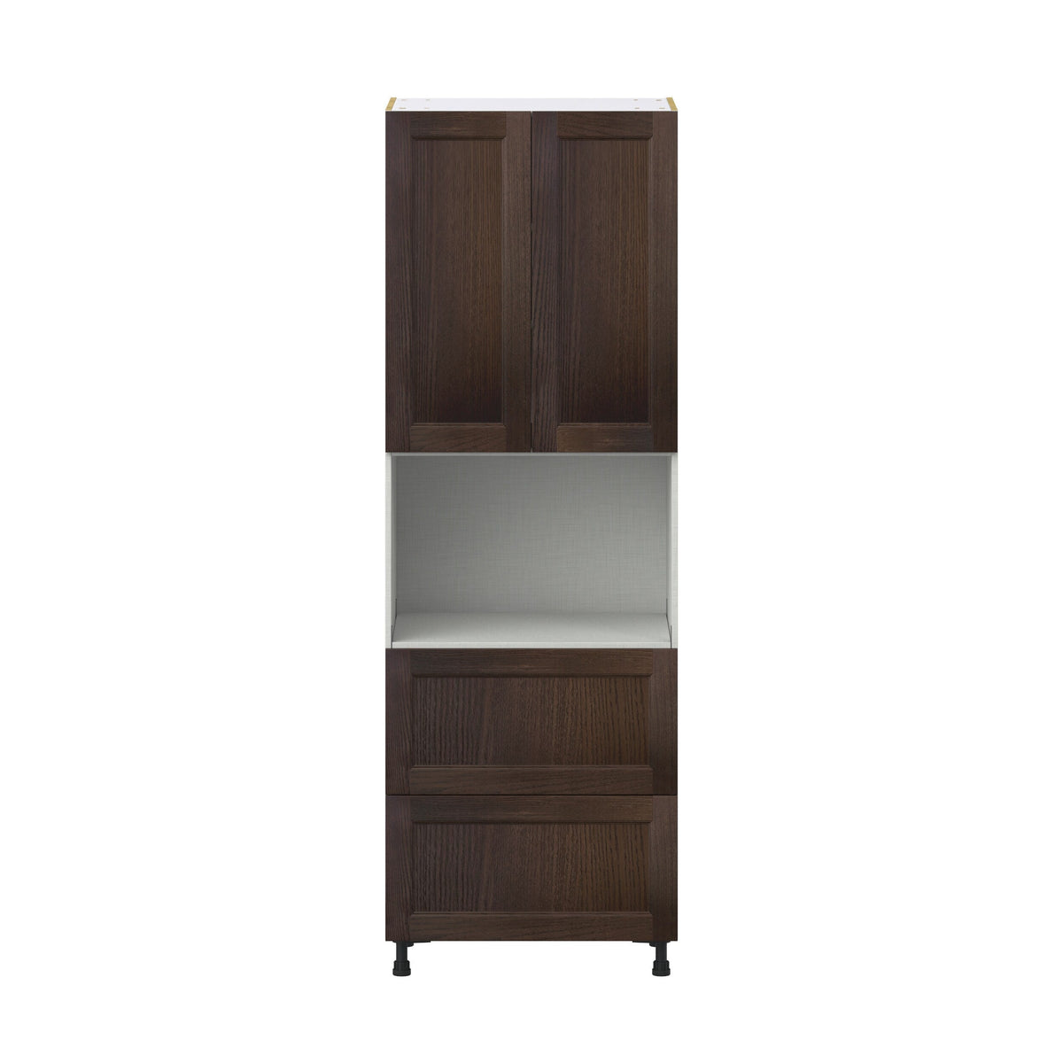 Hugo&Borg Montclaire 30-in W x 89.5-in H x 24-in D Wood 2-Drawers Microwave Pantry Fully Assembled Cabinet (Recessed Panel Shaker Style)