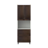 Hugo&Borg Montclaire 30-in W x 89.5-in H x 24-in D Wood 2-Drawers Microwave Pantry Fully Assembled Cabinet (Recessed Panel Shaker Style)