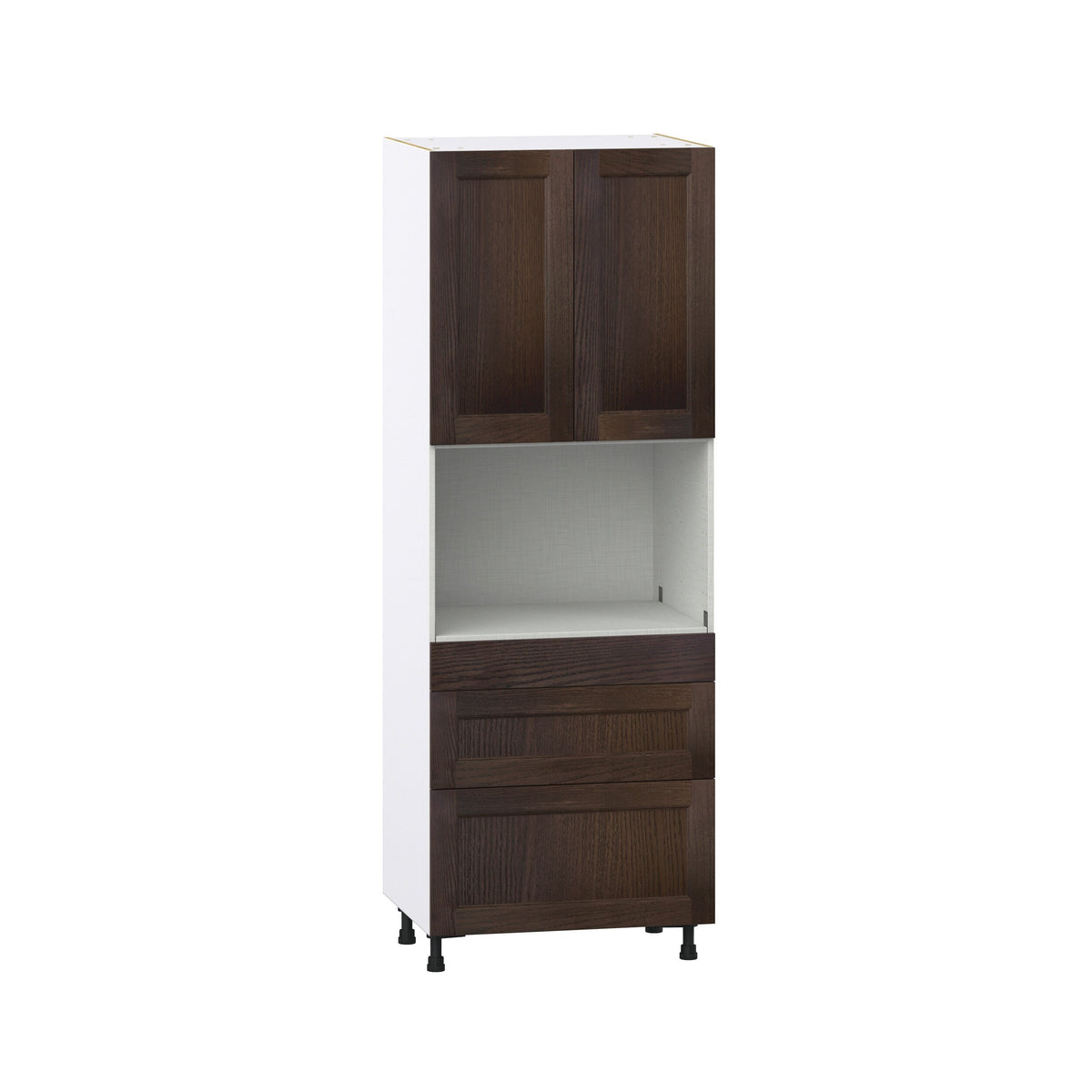 Hugo&Borg Montclaire 30-in W x 84.5-in H x 24-in D Wood 3-Drawers Microwave Pantry Fully Assembled Cabinet (Recessed Panel Shaker Style)