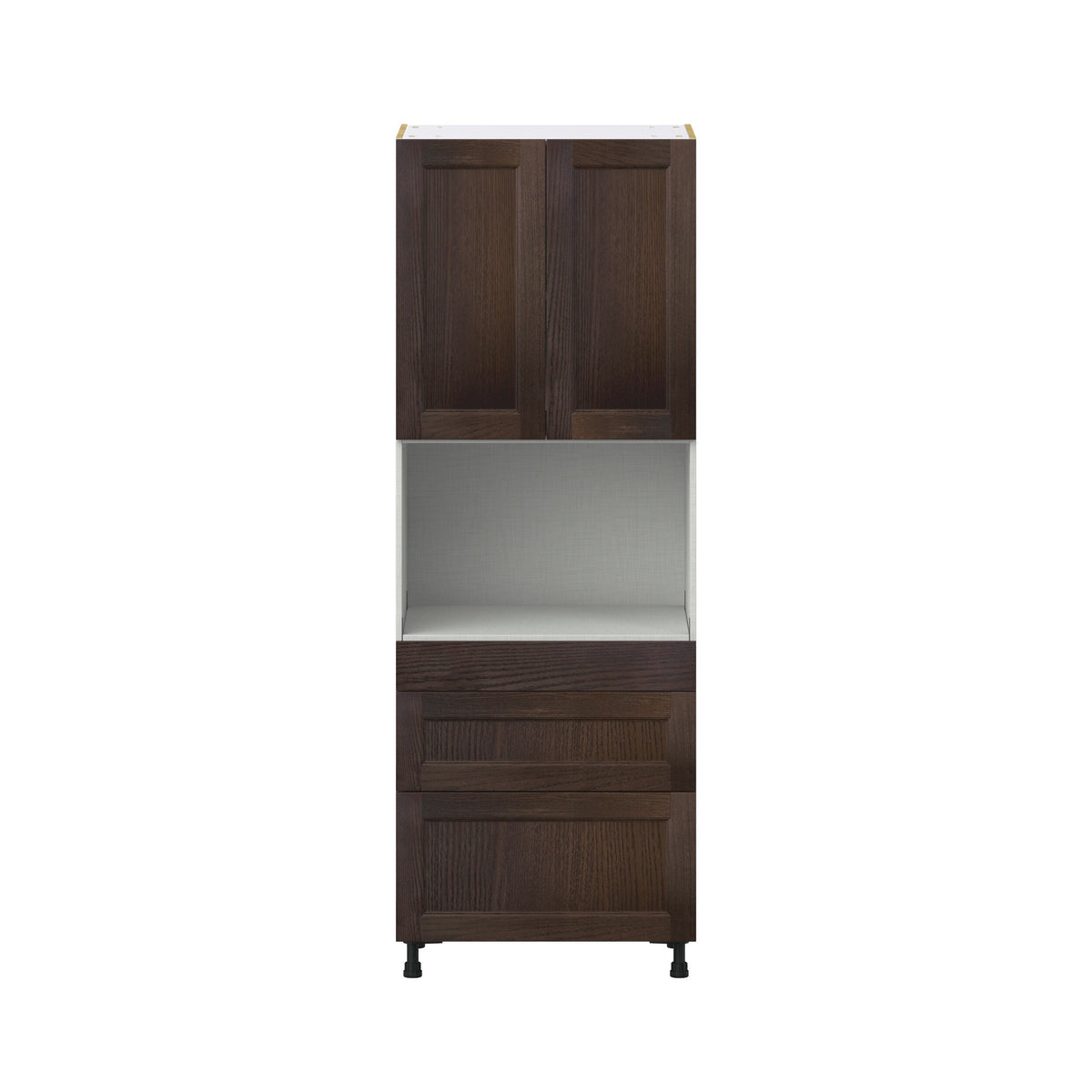 Hugo&Borg Montclaire 30-in W x 84.5-in H x 24-in D Wood 3-Drawers Microwave Pantry Fully Assembled Cabinet (Recessed Panel Shaker Style)