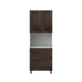 Hugo&Borg Montclaire 30-in W x 84.5-in H x 24-in D Wood 3-Drawers Microwave Pantry Fully Assembled Cabinet (Recessed Panel Shaker Style)