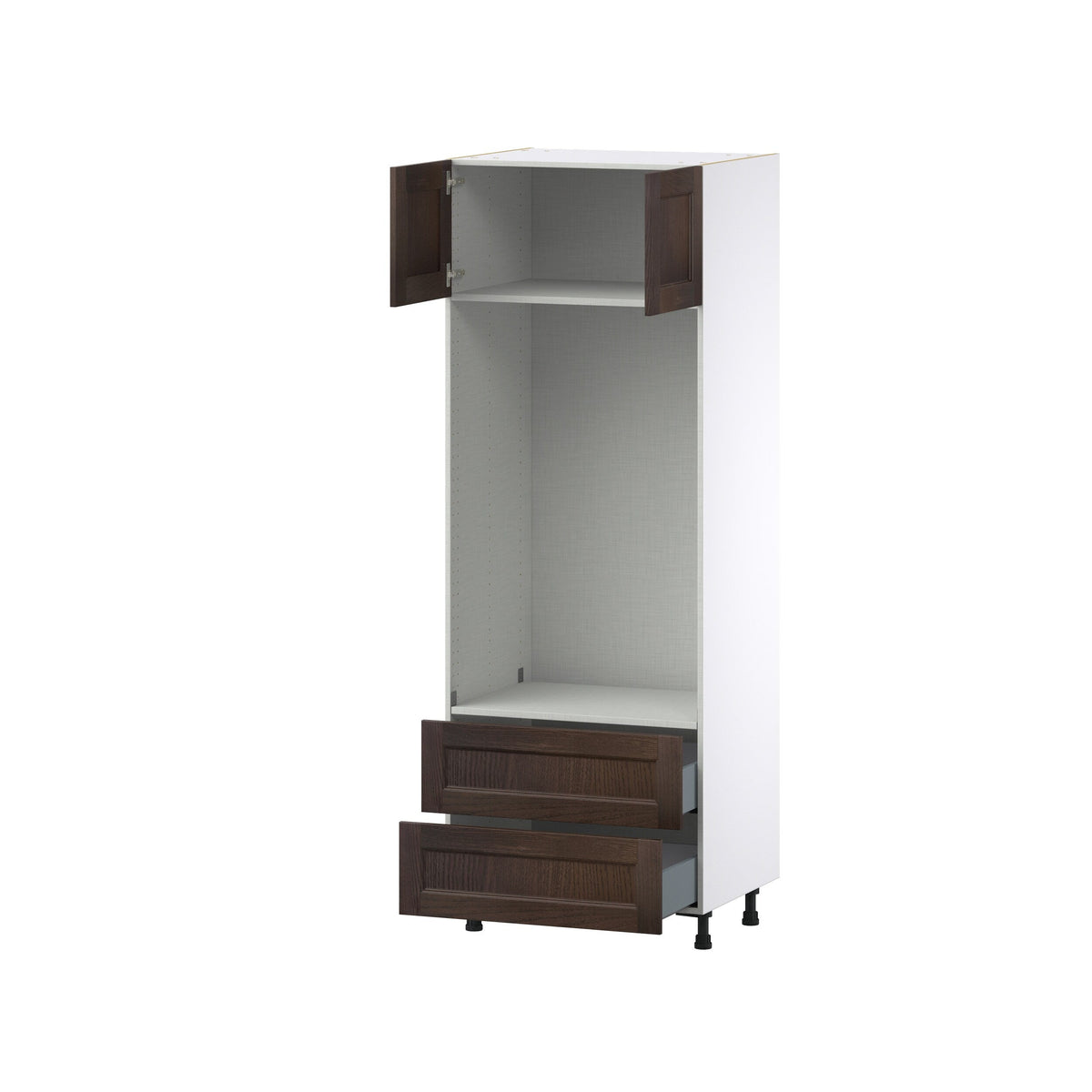 Hugo&Borg Montclaire 30-in W x 84.5-in H x 24-in D Wood 2-Drawers Microwave Pantry Fully Assembled Cabinet (Recessed Panel Shaker Style)