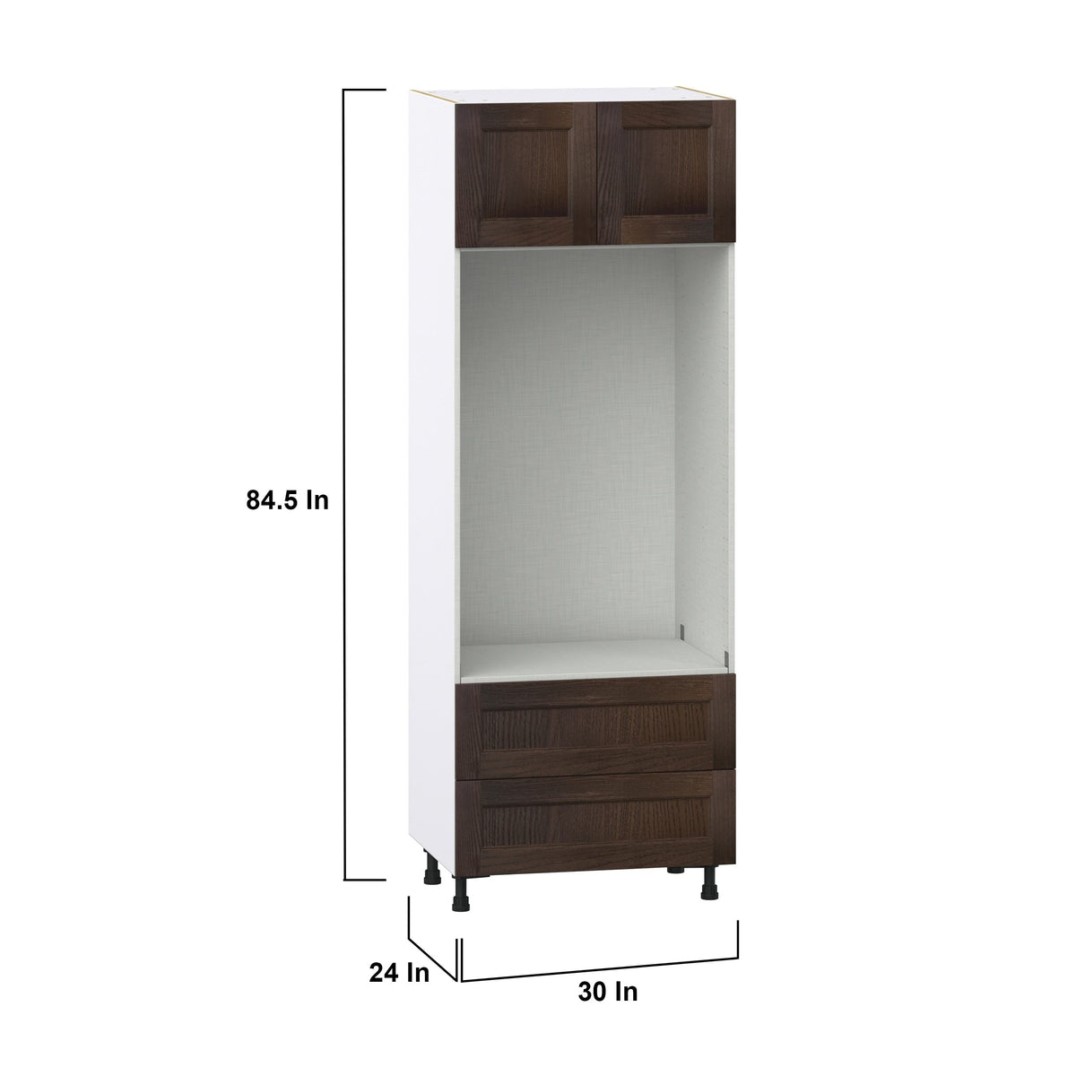 Hugo&Borg Montclaire 30-in W x 84.5-in H x 24-in D Wood 2-Drawers Microwave Pantry Fully Assembled Cabinet (Recessed Panel Shaker Style)