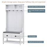 Runesay Hall Tree Farmhouse 33.5-in White Composite Hall Tree