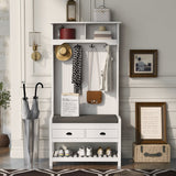 Runesay Hall Tree Farmhouse 33.5-in White Composite Hall Tree
