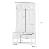 Runesay Hall Tree Farmhouse 33.5-in White Composite Hall Tree