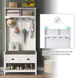 Runesay Hall Tree Farmhouse 33.5-in White Composite Hall Tree