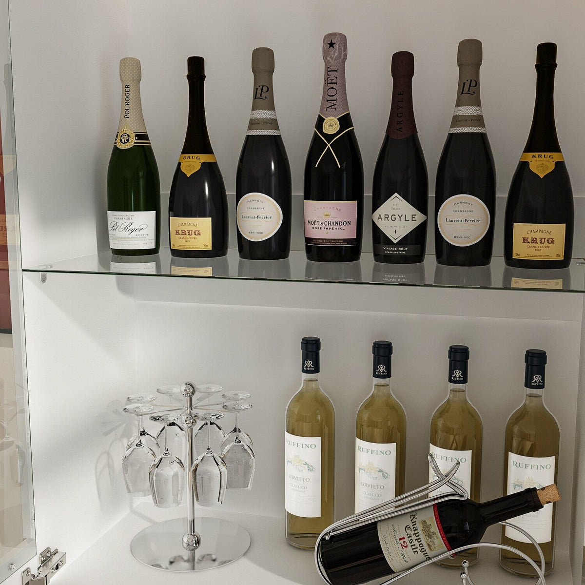 FUFU&GAGA Contemporary/Modern White Curio Cabinet with Wine Storage