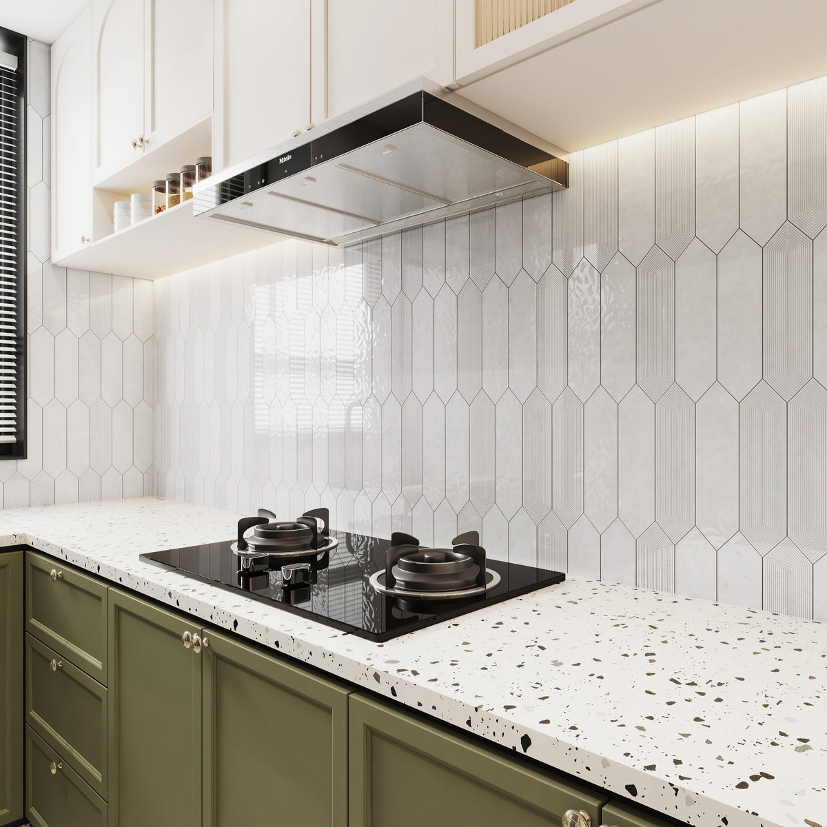 Giorbello White 3-in x 12-in Glazed Ceramic Wave Subway Floor and Wall Tile (5-sq. ft/ Carton)