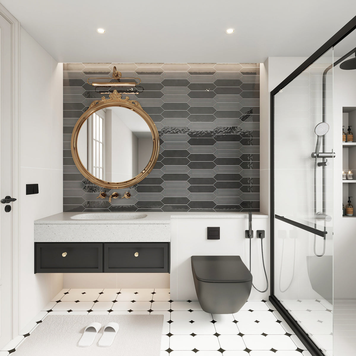 Giorbello Shadow 3-in x 12-in Glazed Ceramic Wave Subway Floor and Wall Tile (5-sq. ft/ Carton)