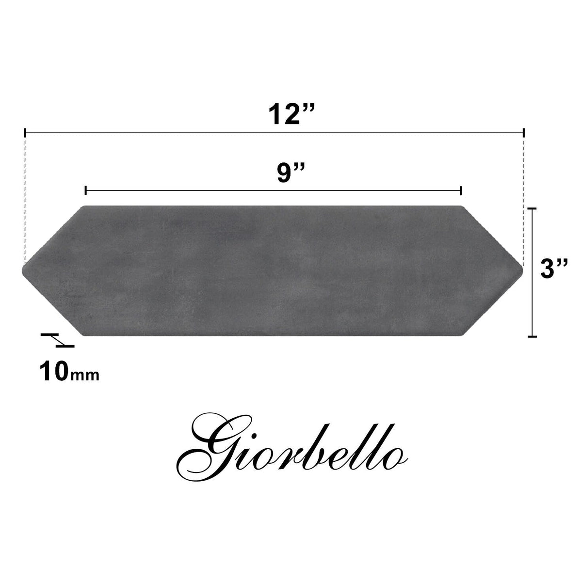 Giorbello (Sample) Black 3-in x 12-in Glazed Ceramic Subway Floor and Wall Tile