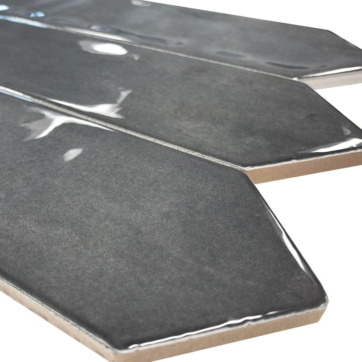 Giorbello (Sample) Black 3-in x 12-in Glazed Ceramic Subway Floor and Wall Tile