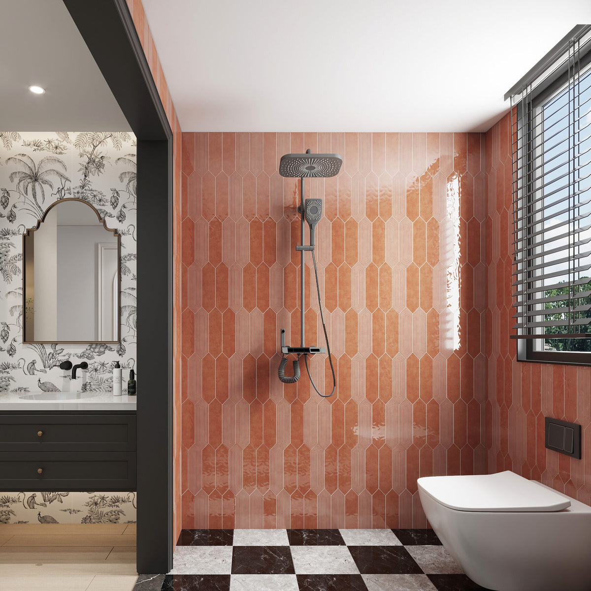 Giorbello Coral 3-in x 12-in Glazed Ceramic Wave Subway Floor and Wall Tile (5-sq. ft/ Carton)