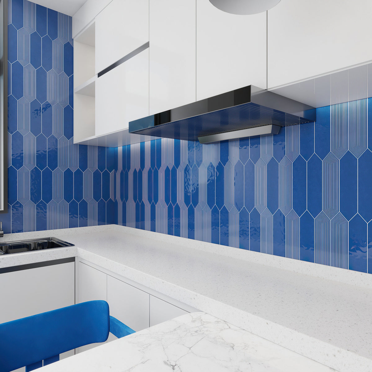 Giorbello Decor Indigo 3-in x 12-in Glazed Ceramic Wave Subway Floor and Wall Tile (5-sq. ft/ Carton)