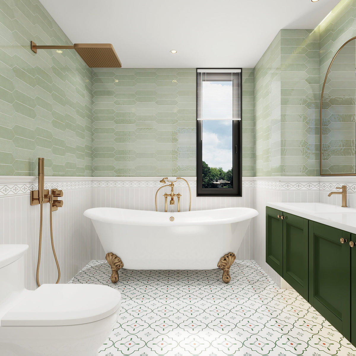 Giorbello Decor Sage 3-in x 12-in Glazed Ceramic Wave Subway Floor and Wall Tile (5-sq. ft/ Carton)
