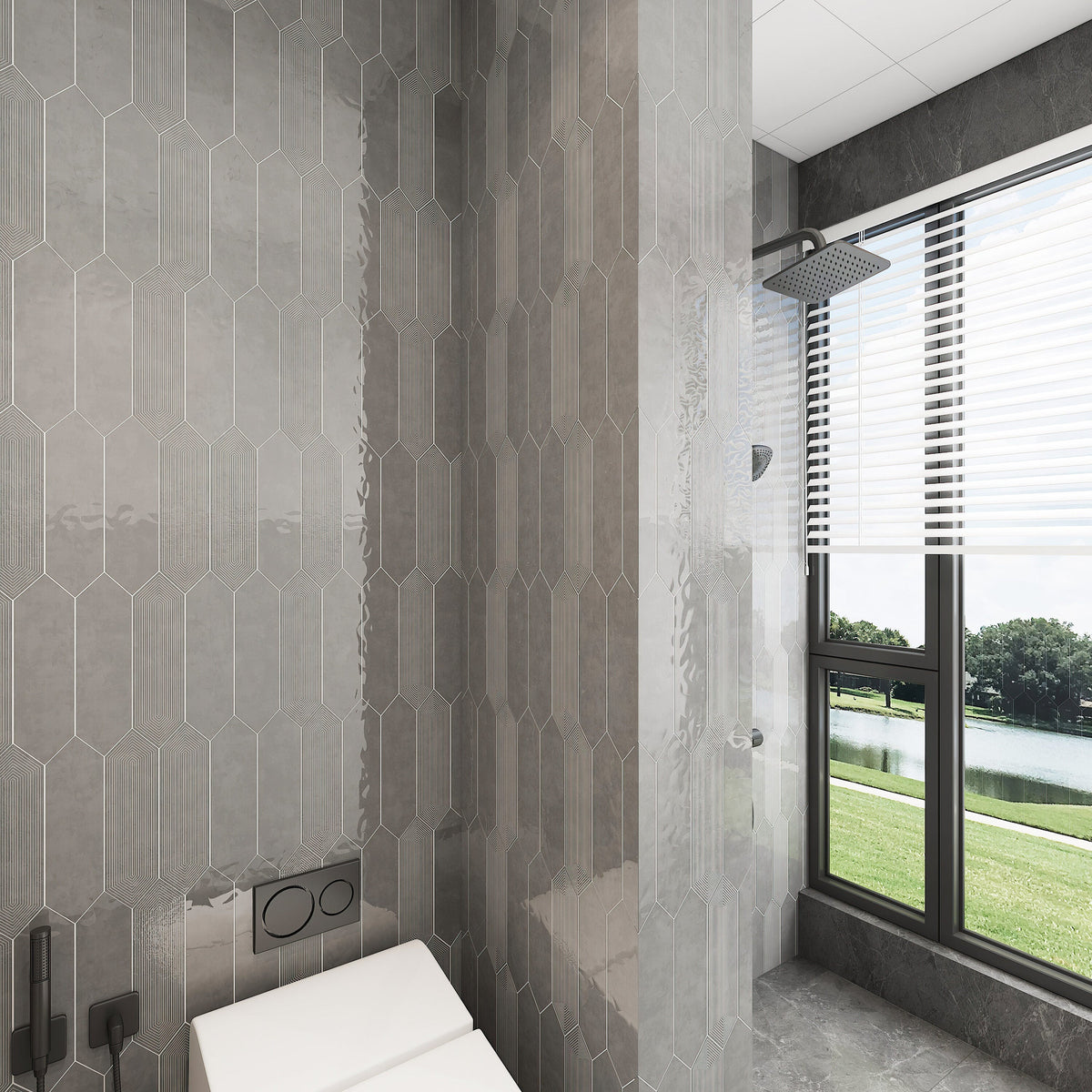 Giorbello Decor Smoke 3-in x 12-in Glazed Ceramic Wave Subway Floor and Wall Tile (5-sq. ft/ Carton)