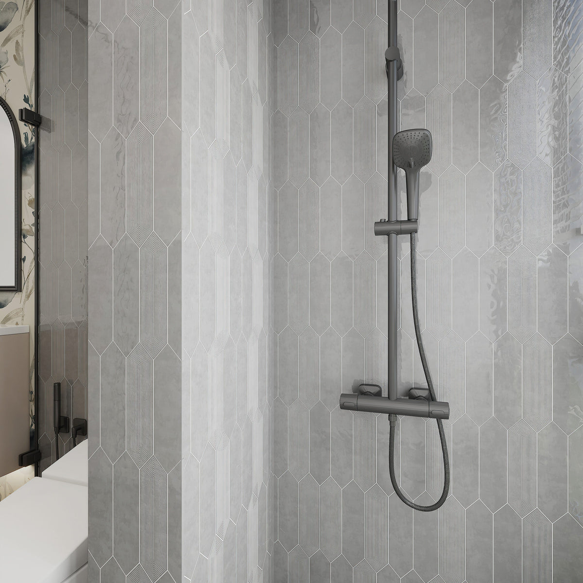Giorbello Decor Smoke 3-in x 12-in Glazed Ceramic Wave Subway Floor and Wall Tile (5-sq. ft/ Carton)