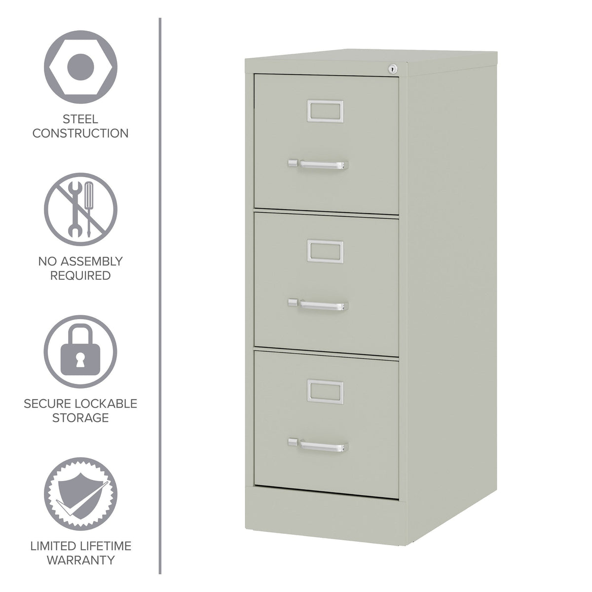 Hirsh Light Gray 3-Drawer 15-in File Cabinet