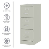 Hirsh Light Gray 3-Drawer 15-in File Cabinet