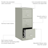 Hirsh Light Gray 3-Drawer 15-in File Cabinet