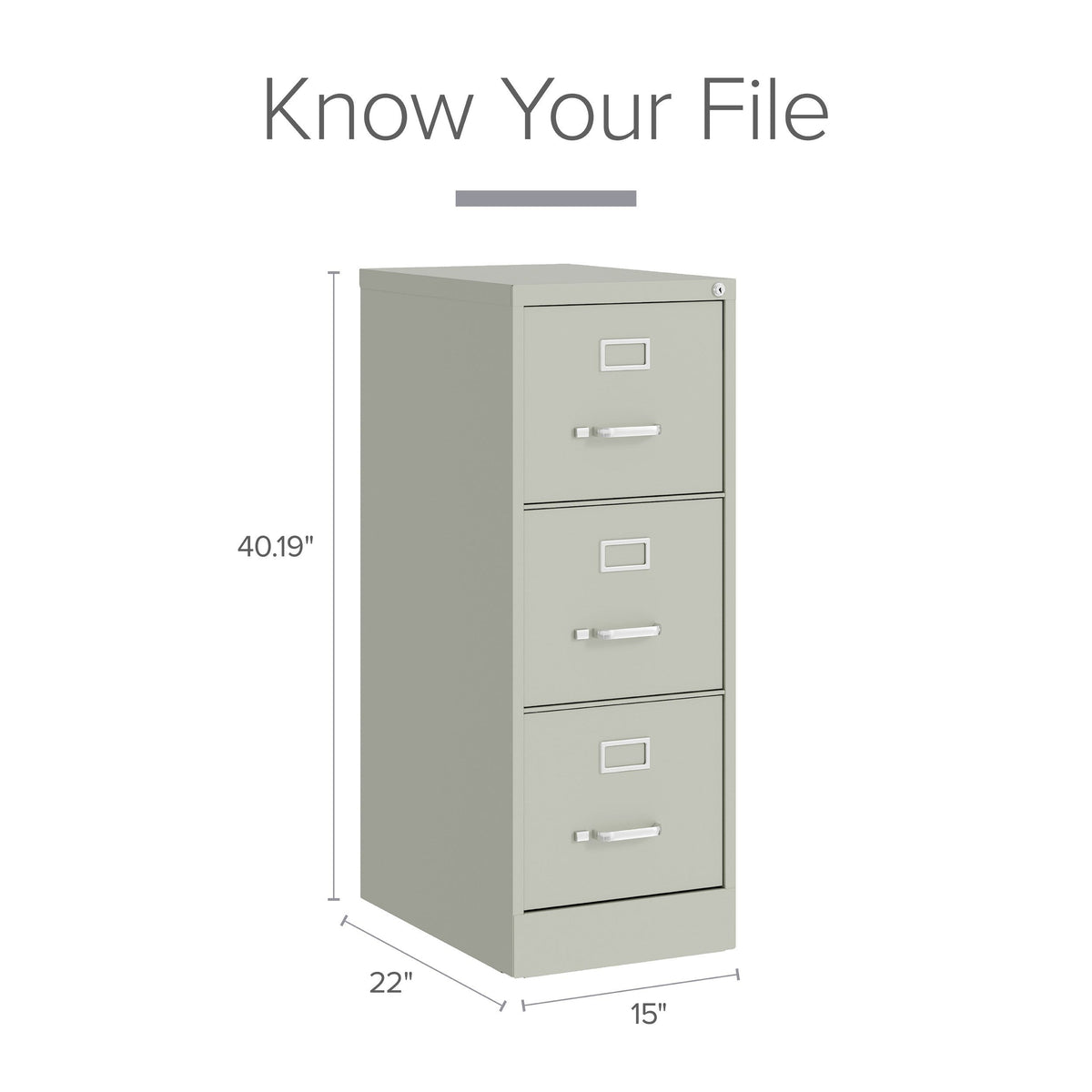 Hirsh Light Gray 3-Drawer 15-in File Cabinet
