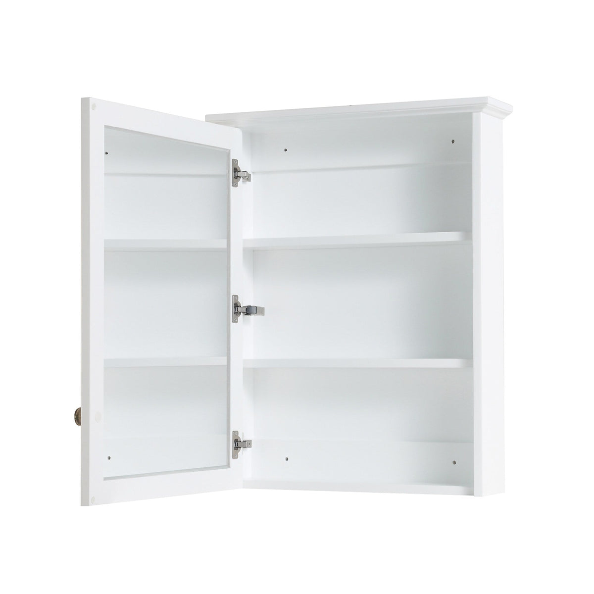 WELLFOR Solid Wood 24-in x 30-in Surface Mount White Mirrored Soft Close Medicine Cabinet